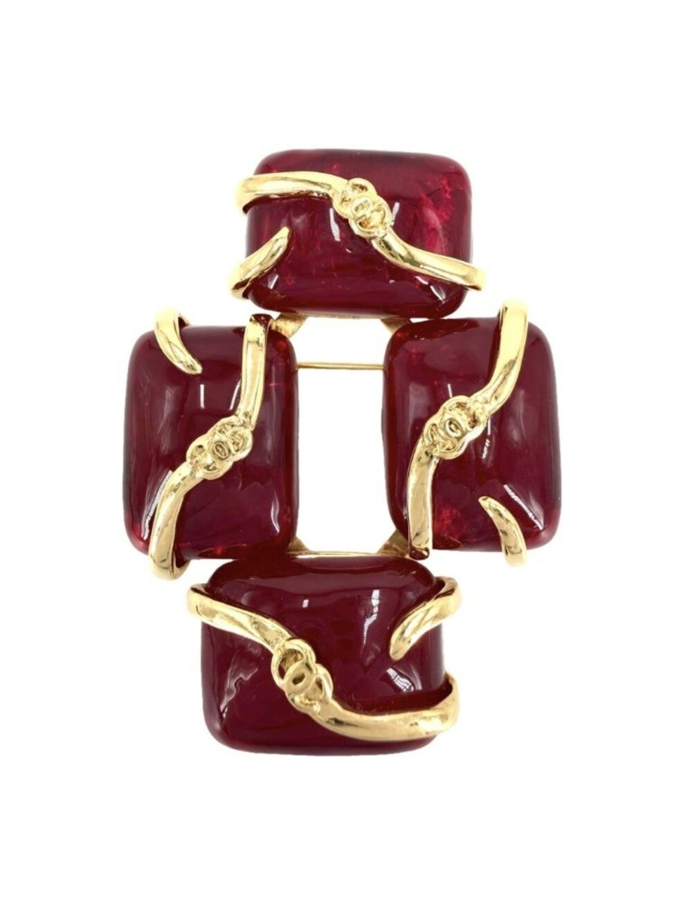 Chanel Brooch CC Logo Gripoix Color Stone Gold